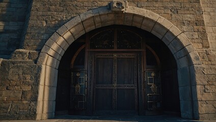 Fototapeta premium A stunning archer tower surrounded by lush gardens is a true gem