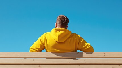 Person Enjoying a Sunny Day Outdoors in a Yellow Hoodie