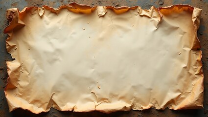 Vintage parchment scroll with faded writing burnt edges