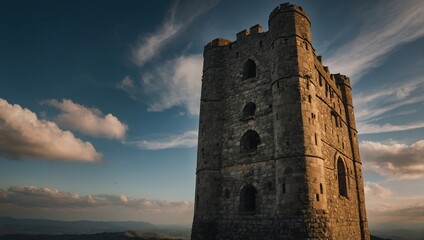 A vibrant archer tower during a lively cultural festival