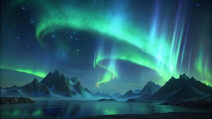 Naklejka premium aurora borealis over the mountains