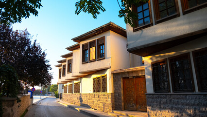 Life continues in Konya city center while the sun has just risen. View of the city's landmarks and Mevlana tomb