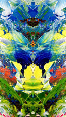 Fototapeta premium Abstract background art . Ethnic pattern. Mixtures of oil paint. Trendy hand painting canvas. Wall decor and Wall art prints Idea. 3D Texture. Art object