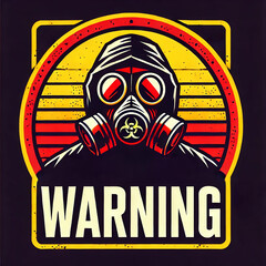 Biohazard Warning Symbol with Gas Mask