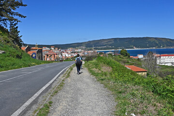 Obraz premium La ittà di Finisterre e fine del Cammino di Santiago di Compostela, provincia di coruña, galizia, spagna,