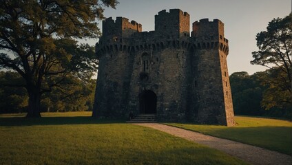 An ancient archer tower standing tall showcases the beauty of medieval architecture