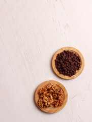 menu snack ingredient photo chocolate chips strawberry walnut cheese dessert sweet food kitchen set