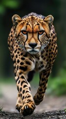 Fototapeta premium Cheetah in Motion with Intense Gaze