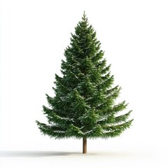 Fototapeta premium Evergreen pine tree covered in snow isolated on white background