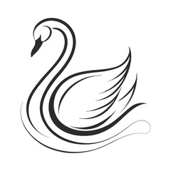 Elegant Swan Minimalist Line Art Vector for Logos and Wedding Invitations
