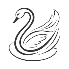 Elegant Swan Minimalist Line Art Vector for Logos and Wedding Invitations