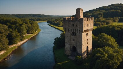 An elegant archer tower framed by lush greenery creates a serene escape from chaos