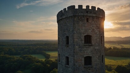 An elegant archer tower framed by vibrant flowers enchants visitors
