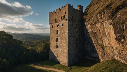 An elegant archer tower framed by wildflowers creates a stunning springtime vista