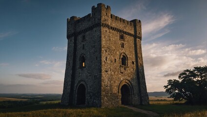 An elegant archer tower perched on the rocky cliff