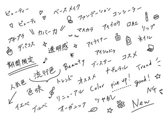 コスメ系の手書き文字素材セット