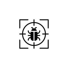 Malware bug target icon. Simple solid style. Network vulnerability, virus, malware, ransomware, fraud, spam, phishing, scam, hacker attack, IT security concept. Vector illustration isolated.