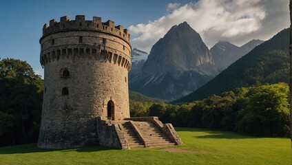 An elegant archer tower surrounded by vibrant gardens is a dream