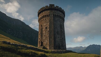 An enchanting archer tower bathed in moonlight