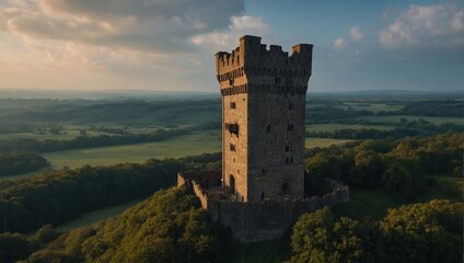 An enchanting archer tower framed by trees creates a stunning visual experience