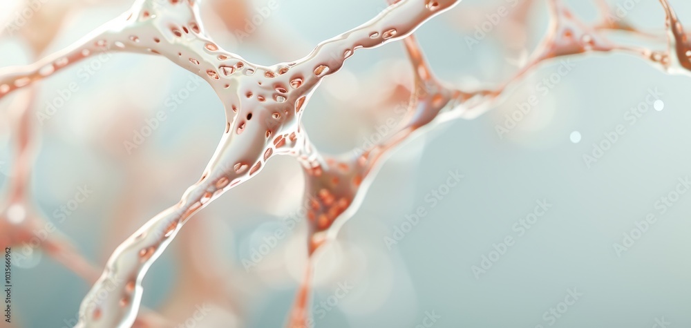 Aufkleber Close-up view of delicate cells forming intricate structures, showcasing a blend of colors in a microscopic environment.