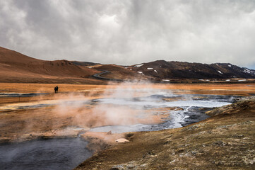 nature sceneries inside the Namaskard geothermal area, Iceland