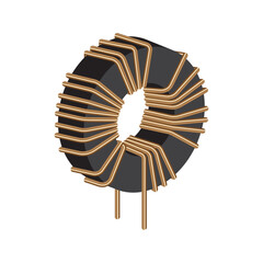 Realistic coil inductors isolated on white background. Vector illustration EPS 10.