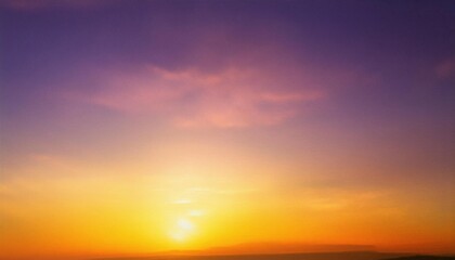 Obraz premium Vibrant Gradient Sky. Radiant Yellow Orange Glow Fading into Deep Purple Twilight. Abstract Sunset or Sunrise Horizon Background for Calming Aesthetic Designs and Nature Themed Digital Concepts