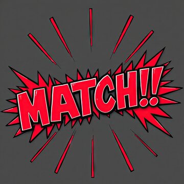 Dynamic MATCH! Text in Pop Art Style for Dating Apps and Matchmaking Services Marketing