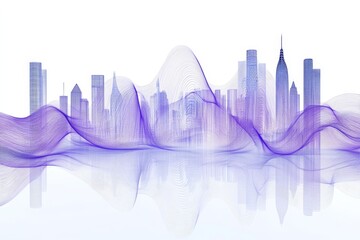 On a white background, financial chart with bars and graphs adorned with code. Technology concept.