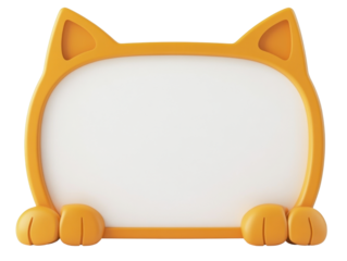 A playful cat-themed frame with ears and paws, perfect for displaying photos or notes in a cute, whimsical style.