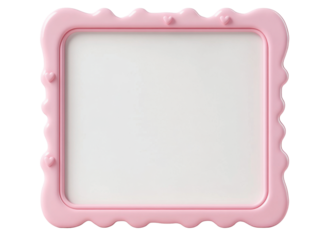 A cute, pink decorative frame with a scalloped edge, suitable for displaying photos or artwork.