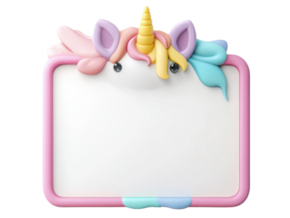 A colorful unicorn-themed frame featuring playful pastel colors and a whimsical design, perfect for photos or notes.