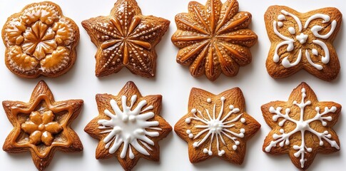 Fototapeta premium An isolated set of gingerbread cookies made at home for Christmas