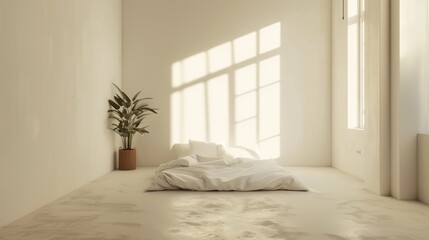 Minimalist sleep corner, soft lighting