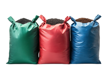 High-Quality Fertilizer Bags Isolated on a transparent Background for Agricultural Marketing and Promotion