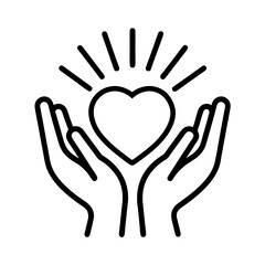 Obraz premium Hands holding heart outline icon vector illustration 