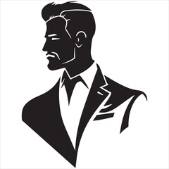simple cute logo of modern elegant man in a stylish suit ,on a white background