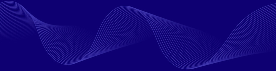 Abstract background with lines and waves. Web banner size. Element for design isolated. Vector background for brochure, booklet, flyer, poster. Blue gradient