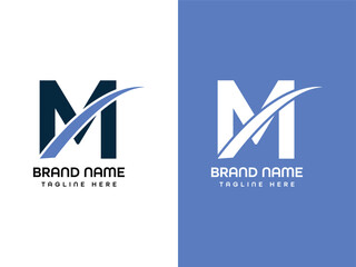 M letter Leaf Logo Aeroplane logo Design  Template