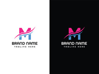 M letter Leaf Logo Aeroplane logo Design  Template