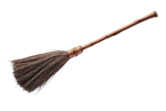 Flying Broomstick Isolated on transparent Background Ideal for Halloween and Fantasy-themed Projects and Designs