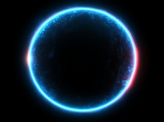 A black background is complemented by abstract light effects