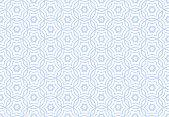 Seamless Geometric Pattern. Abstract Light Blue Texture. Stars in Hexagonal Shape. 