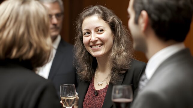 Professionals acknowledging each other's achievements during a recognition event
