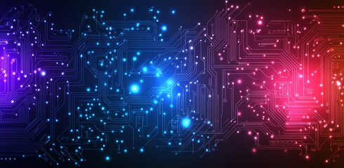 Obraz premium This illustration depicts futuristic purple blue horizontal space intended for game artwork and advertising. It is a concept illustration for future technological advancements.