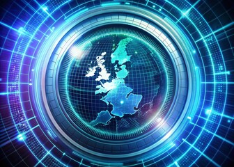 Fototapeta premium Digital Technology Security Numbers on United Kingdom Map with Macro Photography for Data Protection