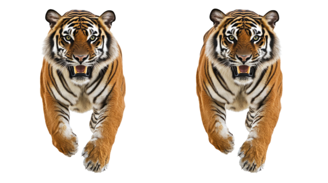 Angry Tigers Charging During Their Fierce Run Generative AI