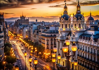 Obraz premium Discover the Magic of Madrid: Stunning Bokeh Effect Photography for Travelers