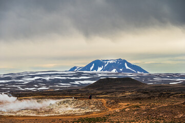 nature sceneries inside the Namaskard geothermal area, Iceland